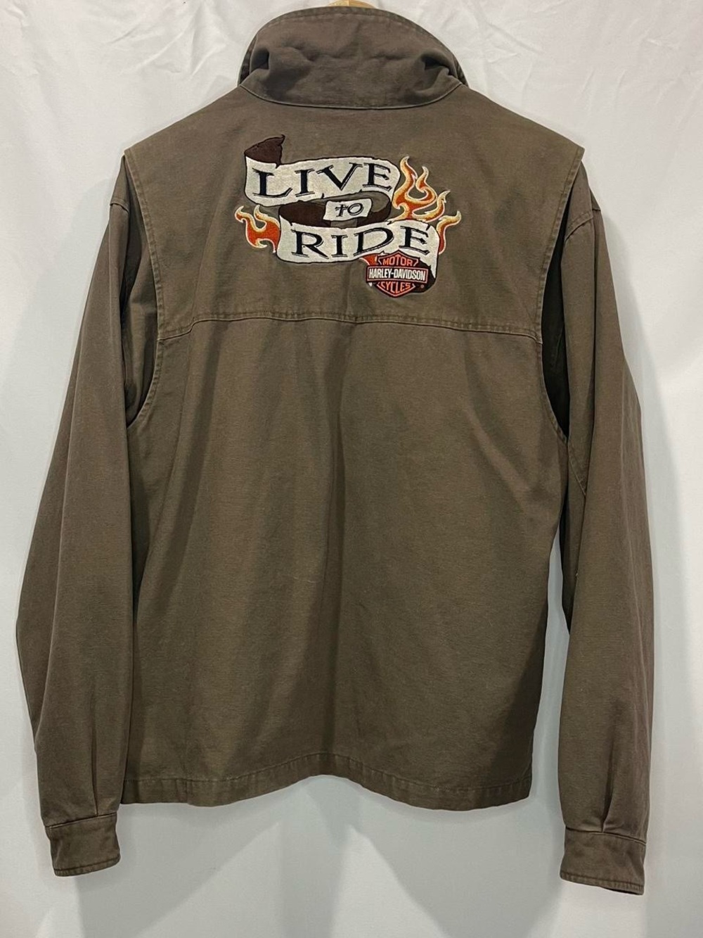 Harley-Davidson Brown 'Live to Ride' Flame Embroidered Jacket